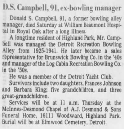 Log Cabin Bowling Lanes - Apr 1983 Former Manager Passes Away (newer photo)